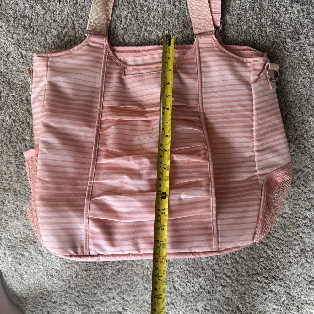 Thirty One 31 Peach Stripe Bag All Pro Tote Pool Beach Gym Yoga Diaper *Read